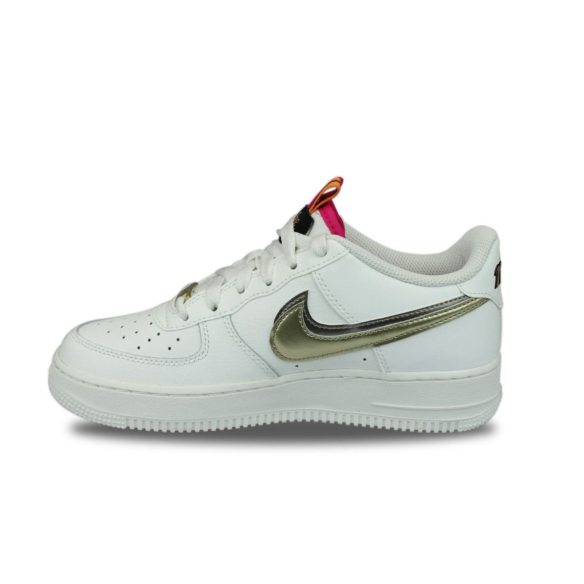 Nike Air Force 1 LV8 Double Swoosh Silver Gold Blanc
