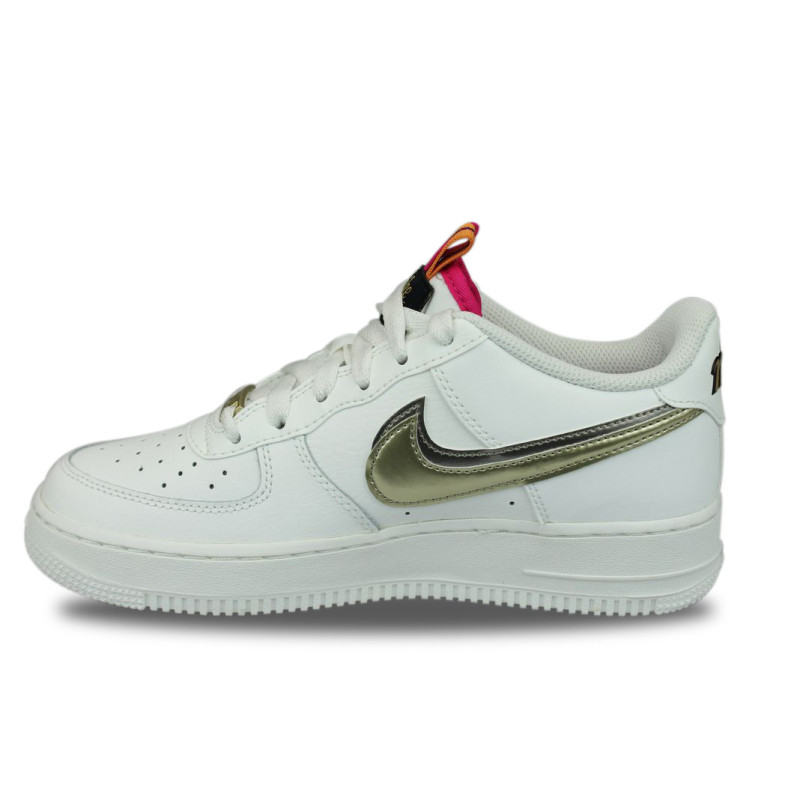 Nike Air Force 1 LV8 Double Swoosh Silver Gold Blanc